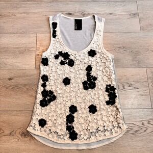 Dolan T-Shirt Tank Top Lace Tank Top Floral Applique Sleeveless Casual XSmall XS